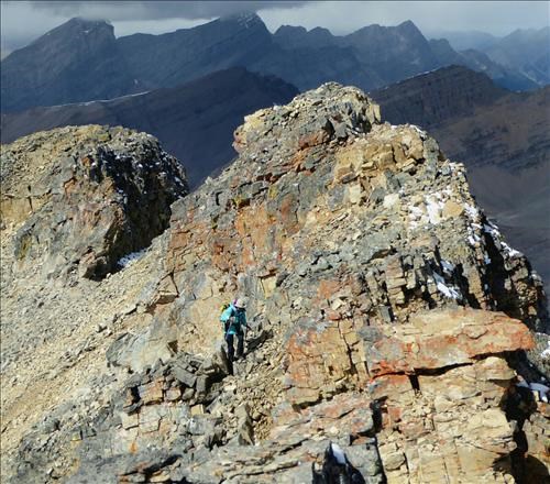 Jeannette making her way across the ridge.