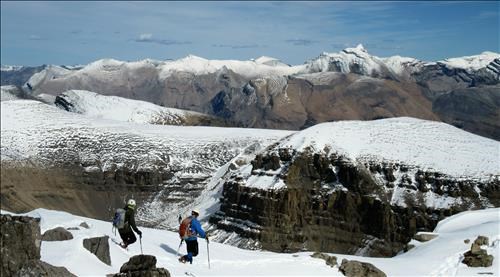 Alda and Carl traversing the summit ridge
