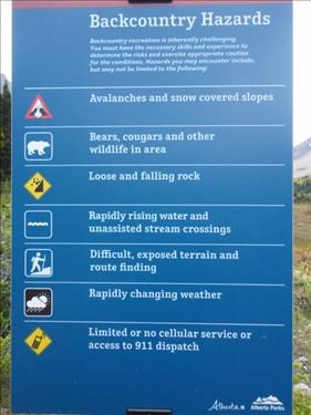 New (2016) Backcountry Hazards Sign in Kananaskis Country