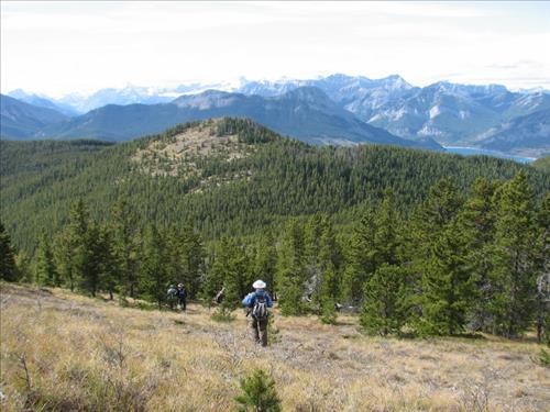 Hiking toward the "little pointy hill"