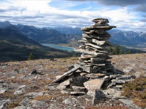 The Hunchback Hills highest summit with Barrier Lake below