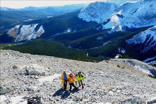 Francisco, Ivan and Suzy below the ridge. 