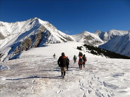 On the Col just before we drop into the valley on the right