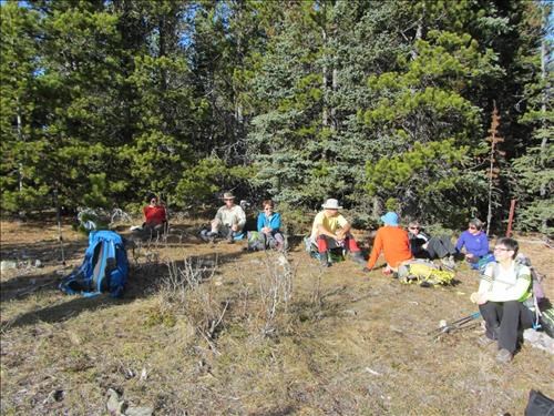 Lunch out of the wind on Green Mtn