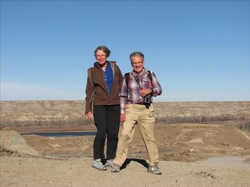 Pat and Laszlo in the wind above the Red Deer River