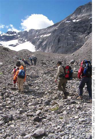 Heading up to Rae Glacier