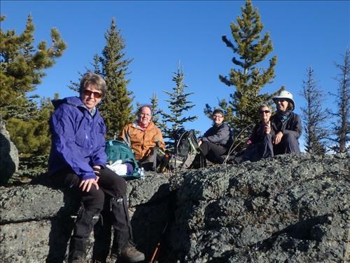 Aldis, David, Brenda, Nancy and Rosanne taking a break at the ridge top