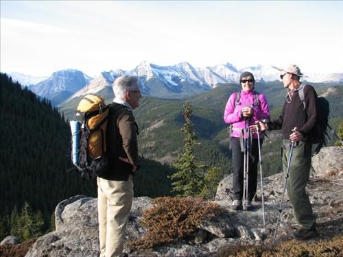 Laszlo, Teresa and Peter on sandstone hill summit