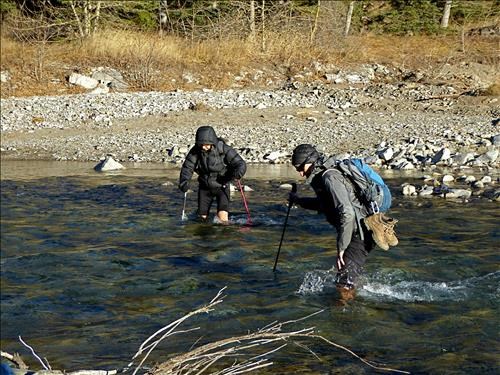Crossing the creek.
