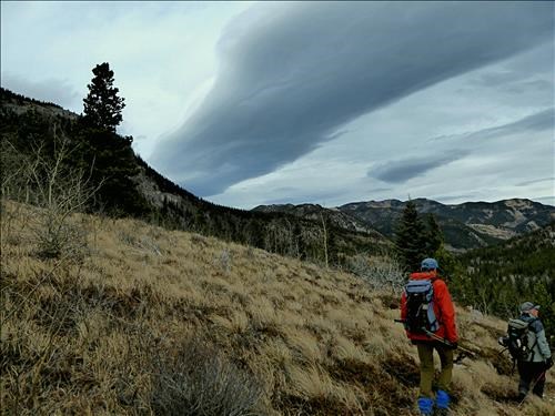Lenticular cloud stretches across the valley over Mt Mann.