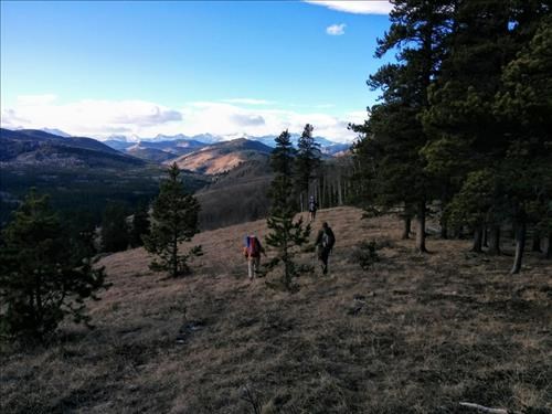 Heading back across the hills after lunch