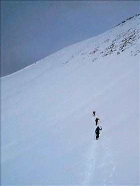 Traversing toward Little Highwood Pass