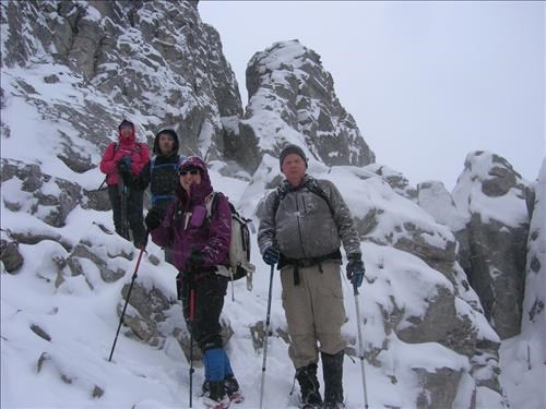 Teresa, Lenard,Barb, Doug at base of chimney