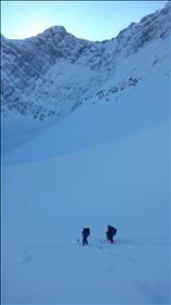 Out of the sunshine (cold!) at the bottom of the first slope