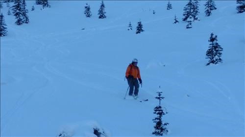 {532 John Duerden} shredding pow at Hero Knob below the waterfall. No unexpected events this trip!