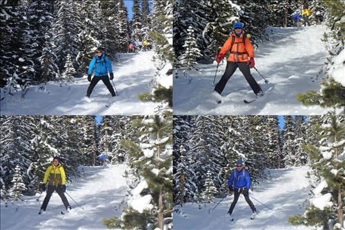 Mike, Christine, Damian and Philip descending off the high point of the Skogan Loop trail