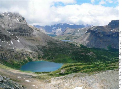 Hidden Lake and Ptarmigan Lake (background) from Mt. Richardson