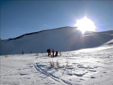 Regroup before climb to Purple Peak (just behind us)
