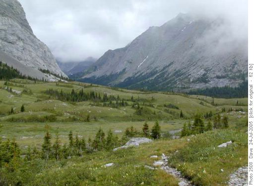 Piper Creek valley filling with clouds