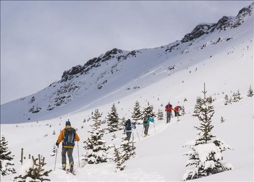 Avalanche activity on steeper terrain before Katherine ridge