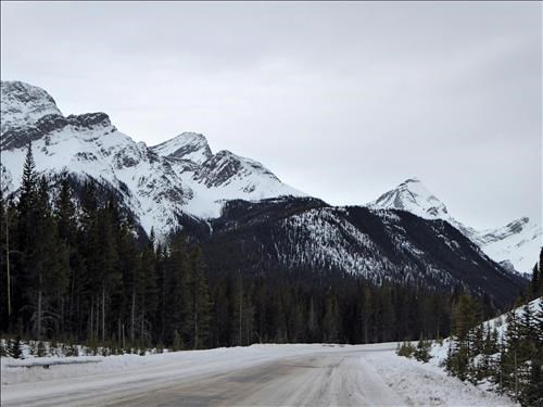 Blacksmith Ridge (unofficial name), is the smaller peak just left of centre, behind the treed ridge.
