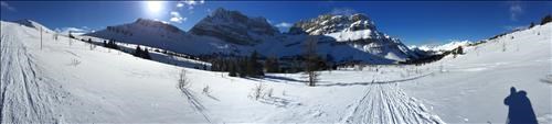 Panorama near Deception pass; Packers peak, Ptarmigan peak and the Wall of Jericho