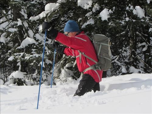 {154 Philip Creery} tries the snow off trail.