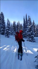 Kim heading up to Parker Ridge