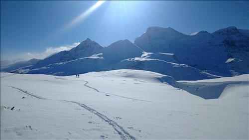 Looking south from Wilcox Pass area, just about past the big gully