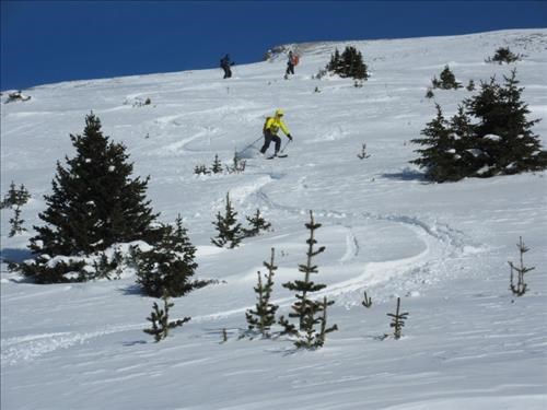 Damian carving turns.