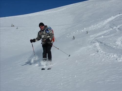 Carl playing in the powder.