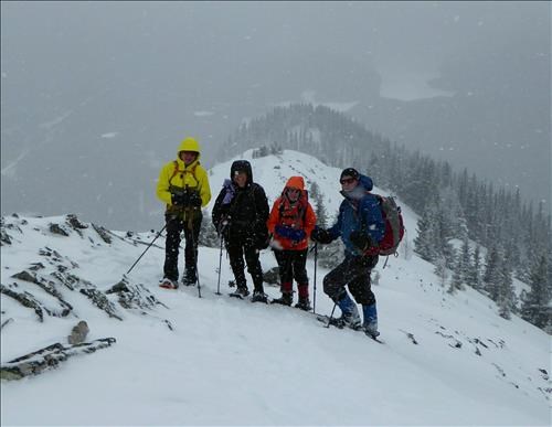 Damian, Shirley, Christine G and Kevin braving the elements.