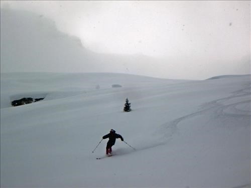 {471 Man Cz} in nice snow above tree line on Mount Field