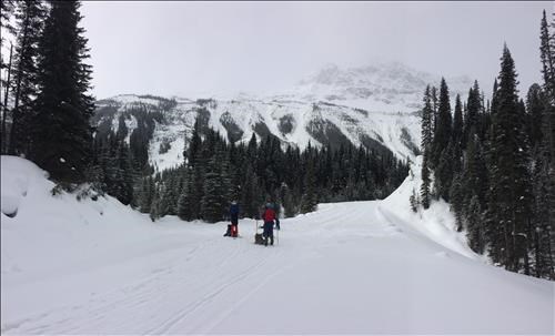 Snack time overlooking the lower slopes of Mt Field 