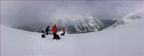 David, Manfred, Richard and John above treeline on Mt Field 