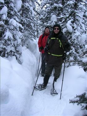 Doug and Corey on the narrow horse trail
