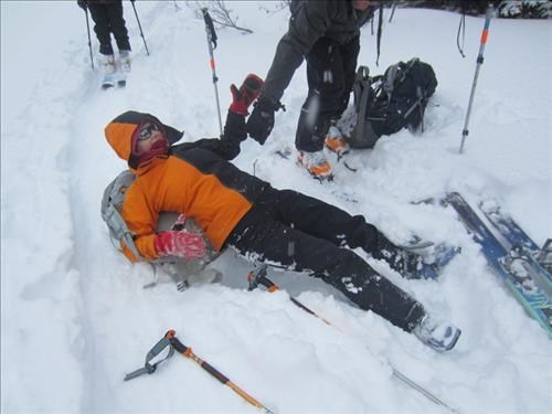 Ski 'til you drop - Marg demonstrating good hand position