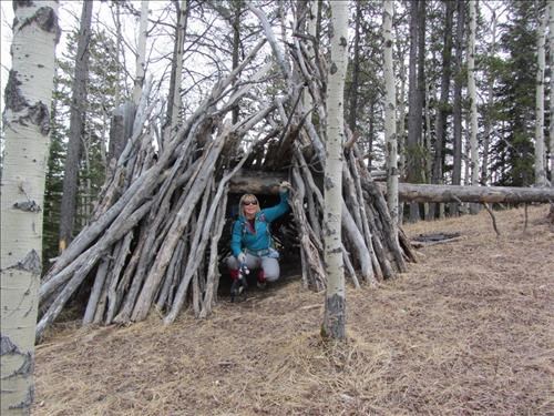 {206 Barb Mitchell} checks out a possible shelter in case we need it later.