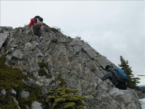 Working our way up the scrambly section