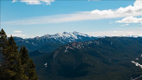 View onto Mount Burke (2540m summit) to the South, with the lower nearly snow-free Hells Ridge (2000m) in-between.