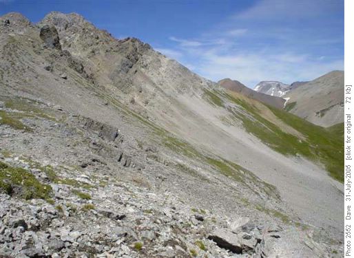 North Buller Pass over ridge on right