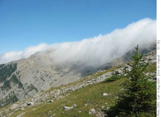 Upslope clouds fight to top Mount Burke