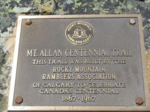 Plaque on Mt. Allan Centennial Ridge Trail, photo taken Aug. 29, 2011