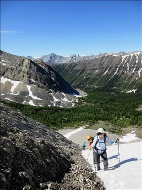 Patty and Katrin at the top of the second snow slope