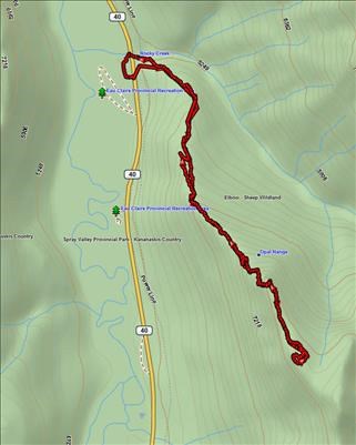 Route up ridge of North Opal