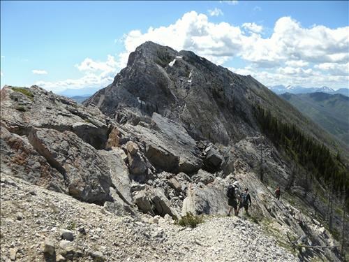 The trail ended at the first summit and OT5 begins.