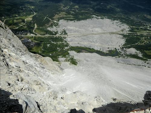 Looking down at the Frank Slide.