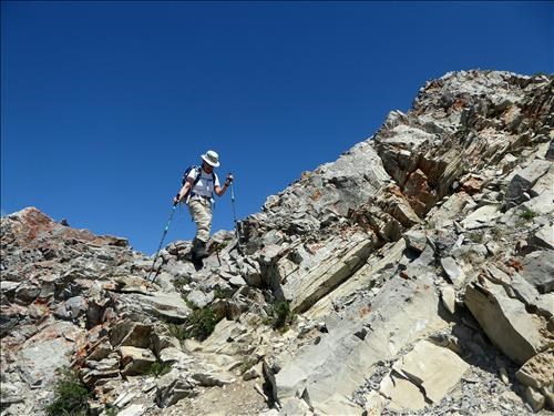 Zora making her way toward the second summit.