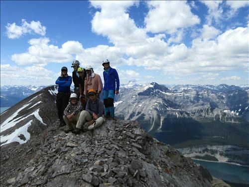 Group photo on the summit of Mount Lougheed