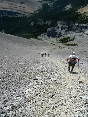 The thousand feet + scree run !